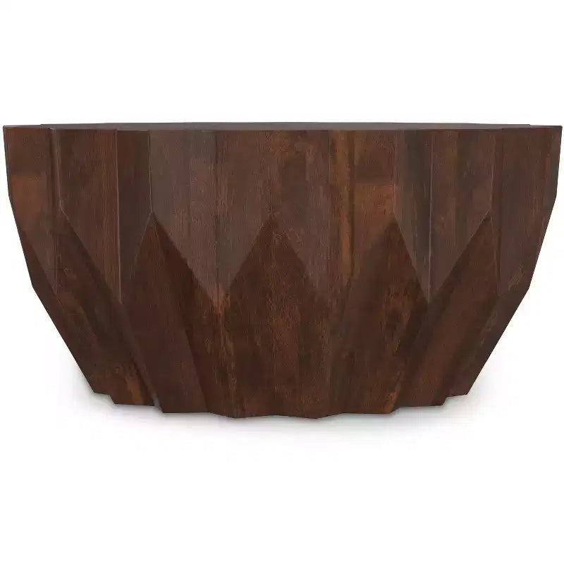 34-Inch Wide Solid Mango Wood Polygon Contemporary Coffee Table, Fully Assembled