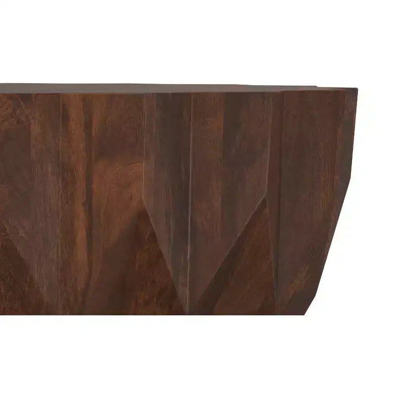 34-Inch Wide Solid Mango Wood Polygon Contemporary Coffee Table, Fully Assembled