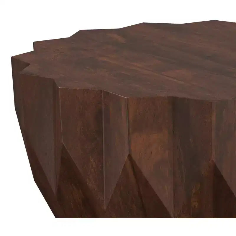 34-Inch Wide Solid Mango Wood Polygon Contemporary Coffee Table, Fully Assembled