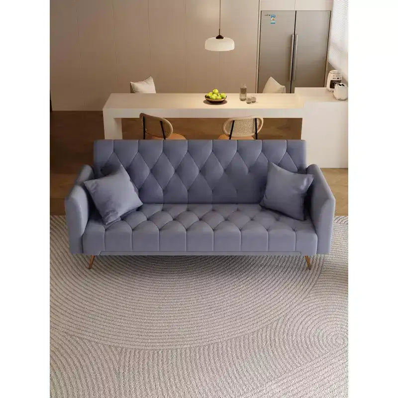 American Style Button Tufted Convertible Sofa Bed with Adjustable Back, Velvet Upholstered Sleeper Couch for Living Room or Apartment