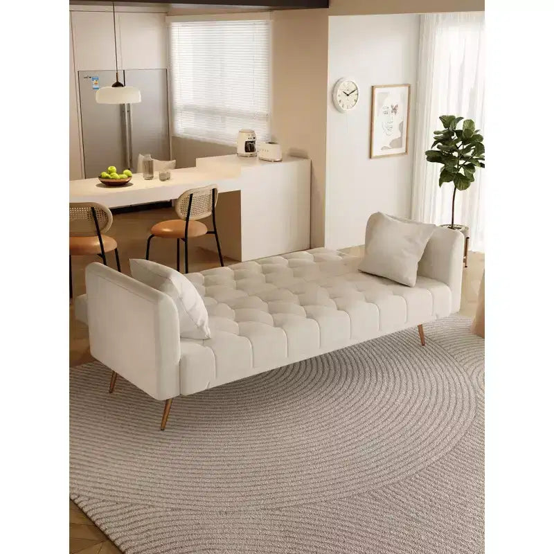 American Style Button Tufted Convertible Sofa Bed with Adjustable Back, Velvet Upholstered Sleeper Couch for Living Room or Apartment