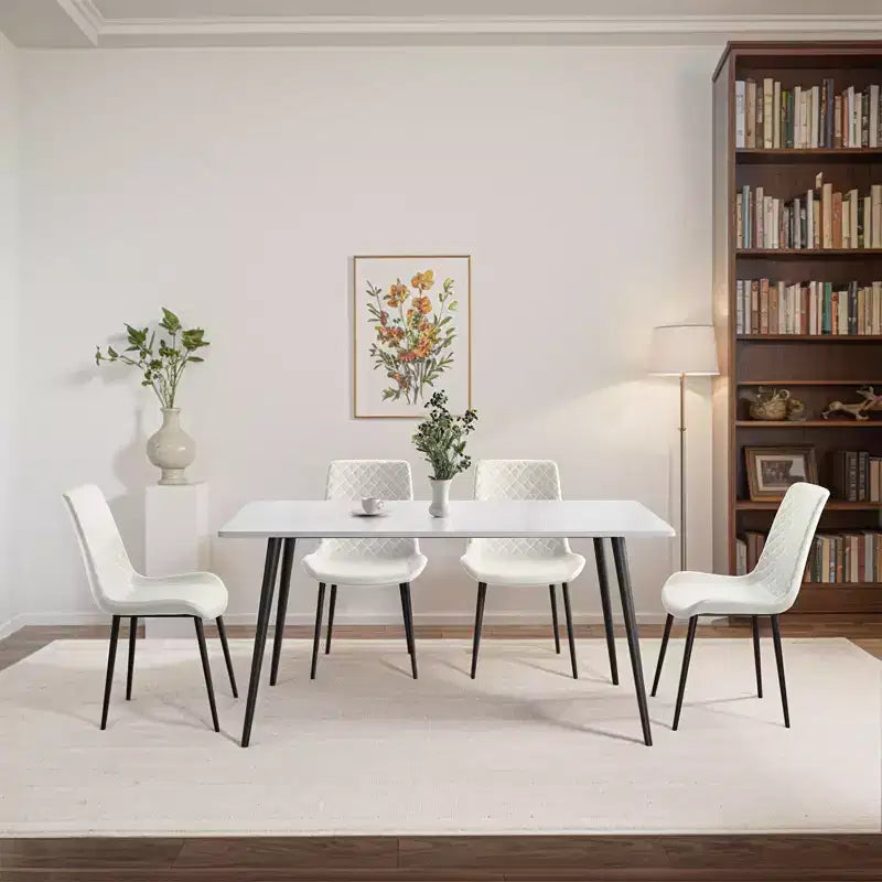 Waterproof PU Leather Dining Chairs Set of 2/4 with Metal Legs, Scratch-Resistant Feet, 300 lbs Capacity