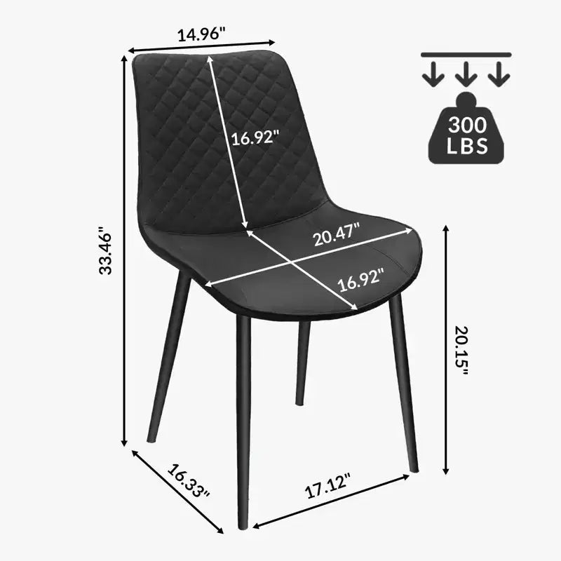 Waterproof PU Leather Dining Chairs Set of 2/4 with Metal Legs, Scratch-Resistant Feet, 300 lbs Capacity