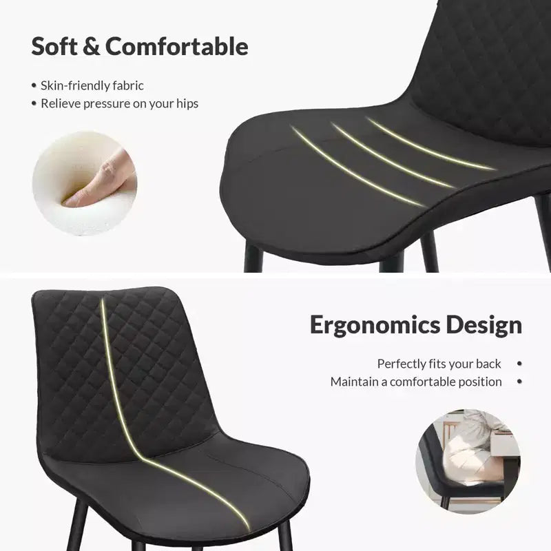 Waterproof PU Leather Dining Chairs Set of 2/4 with Metal Legs, Scratch-Resistant Feet, 300 lbs Capacity