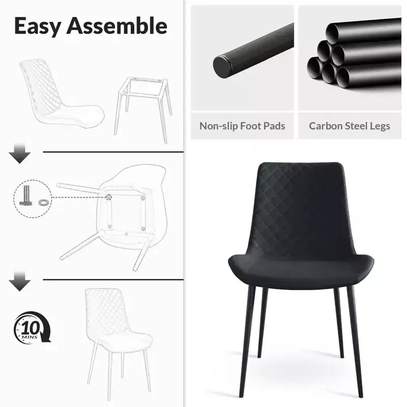 Waterproof PU Leather Dining Chairs Set of 2/4 with Metal Legs, Scratch-Resistant Feet, 300 lbs Capacity
