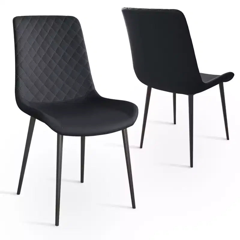 Waterproof PU Leather Dining Chairs Set of 2/4 with Metal Legs, Scratch-Resistant Feet, 300 lbs Capacity
