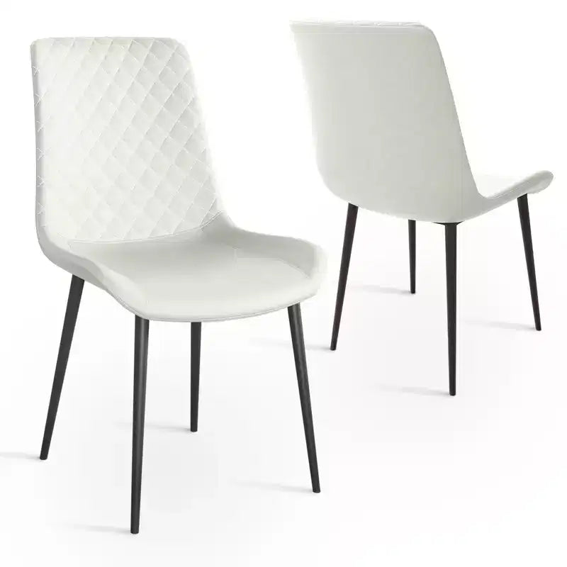 Waterproof PU Leather Dining Chairs Set of 2/4 with Metal Legs, Scratch-Resistant Feet, 300 lbs Capacity