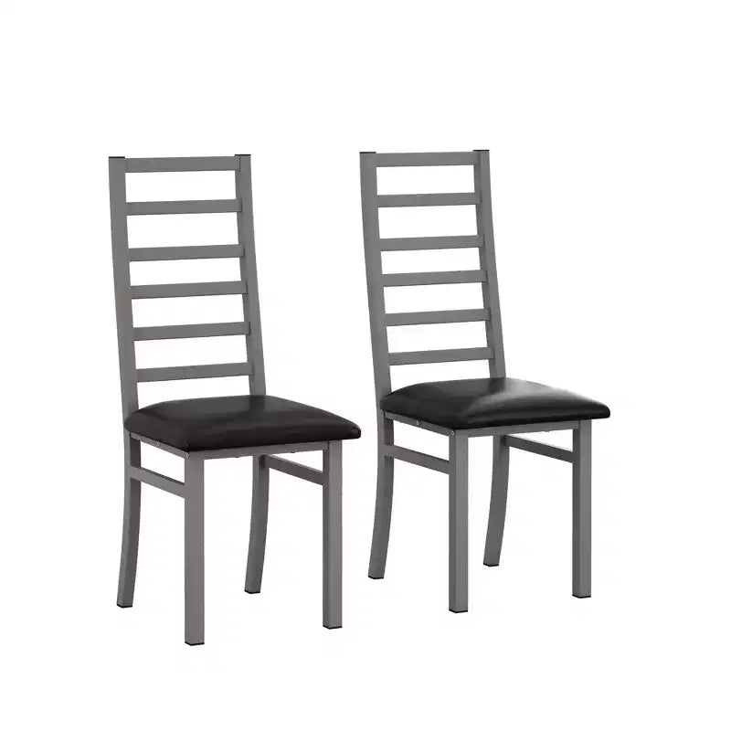 High Backrest PU Leather Dining Chairs Set of 2/4 with Steel Legs, Space-Saving Kitchen Chairs for Apartment