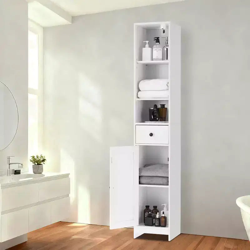 Tall Bathroom Storage Cabinet, Narrow Slim Freestanding Cabinet , Floor Storage Organizer for Small Spaces, Living Room, Kitchen, Entryway