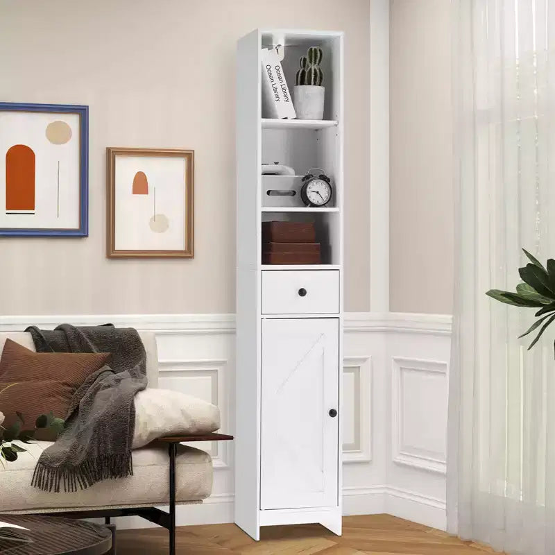 Tall Bathroom Storage Cabinet, Narrow Slim Freestanding Cabinet , Floor Storage Organizer for Small Spaces, Living Room, Kitchen, Entryway