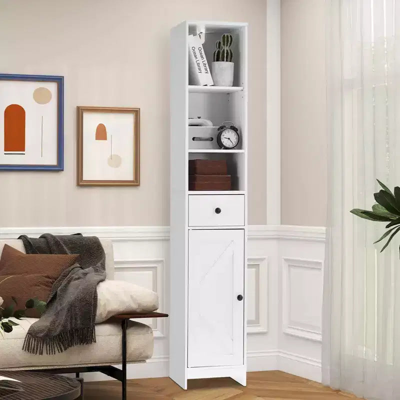 Tall Bathroom Storage Cabinet, Narrow Slim Freestanding Cabinet , Floor Storage Organizer for Small Spaces, Living Room, Kitchen, Entryway