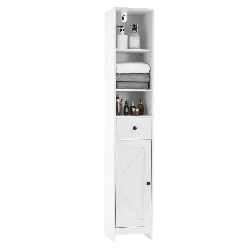 Tall Bathroom Storage Cabinet, Narrow Slim Freestanding Cabinet , Floor Storage Organizer for Small Spaces, Living Room, Kitchen, Entryway