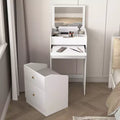 Makeup Vanity Desk with Mirror, Small Makeup Vanity Set with Storage Compartment, 2 Drawers & Hidden Stool, Modern Space-Saving Dressing Table