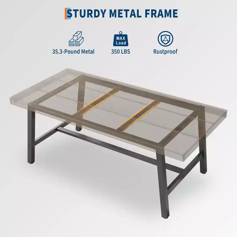 Industrial Rectangular Dining Table, Rustic Wood & Metal Design for Kitchen or Dining Room, Seats 4-6
