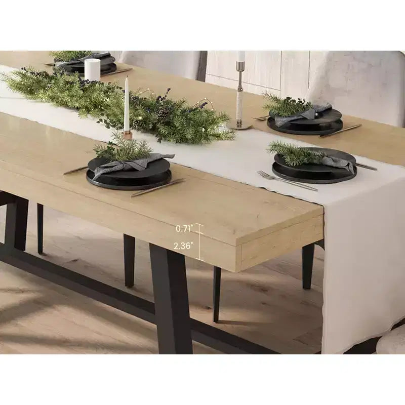 Industrial Rectangular Dining Table, Rustic Wood & Metal Design for Kitchen or Dining Room, Seats 4-6