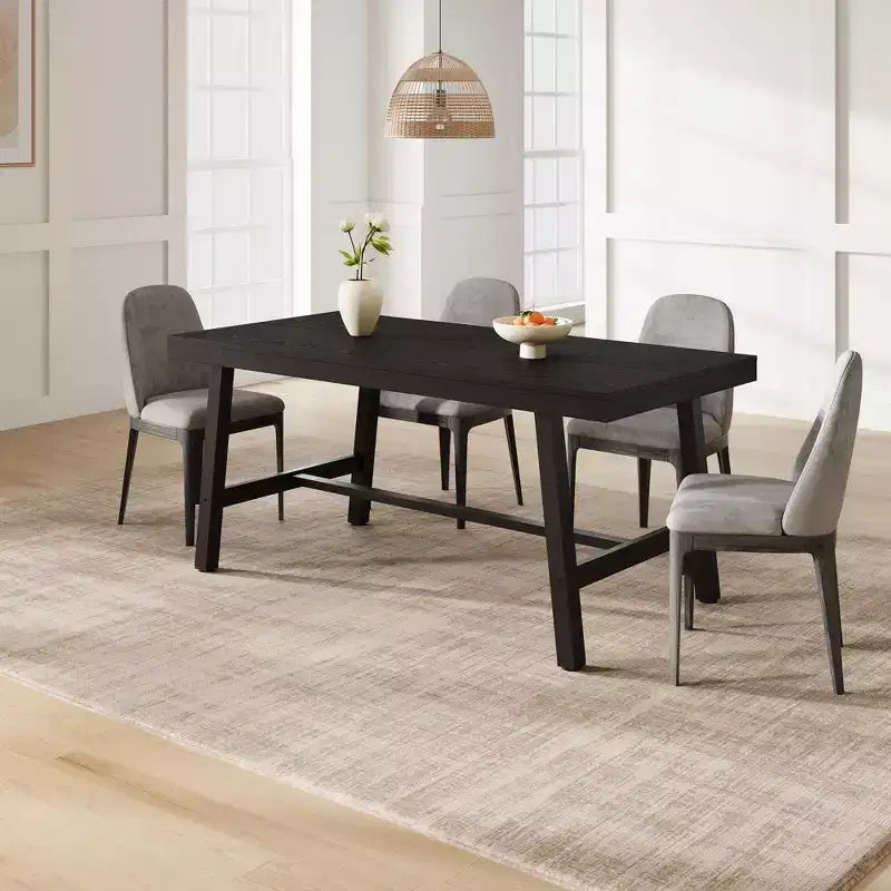 Industrial Rectangular Dining Table, Rustic Wood & Metal Design for Kitchen or Dining Room, Seats 4-6