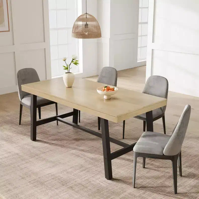 Industrial Rectangular Dining Table, Rustic Wood & Metal Design for Kitchen or Dining Room, Seats 4-6