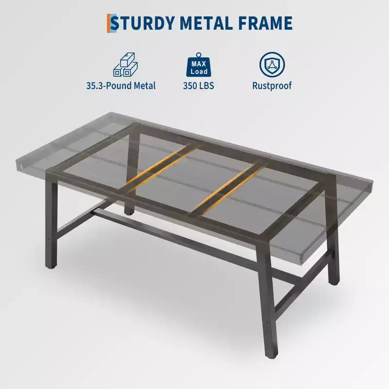 Industrial Rectangular Dining Table, Rustic Wood & Metal Design for Kitchen or Dining Room, Seats 4-6
