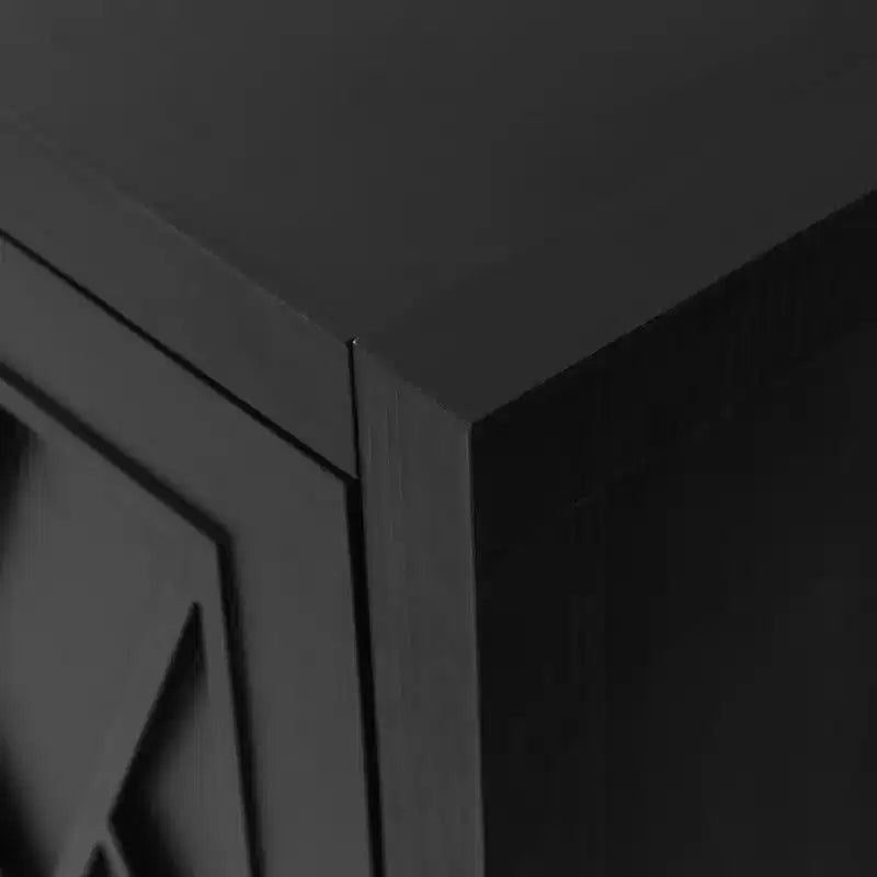 60-Inch Modern Farmhouse Sideboard Buffet, 4-Door Geometric Patterned Accent Storage Cabinet with Adjustable Shelves