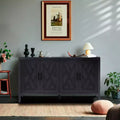 60 Modern Farmhouse Sideboard Buffet, 4-Door Geometric Patterned Accent Storage Cabinet with Adjustable Shelves - Panipeachy