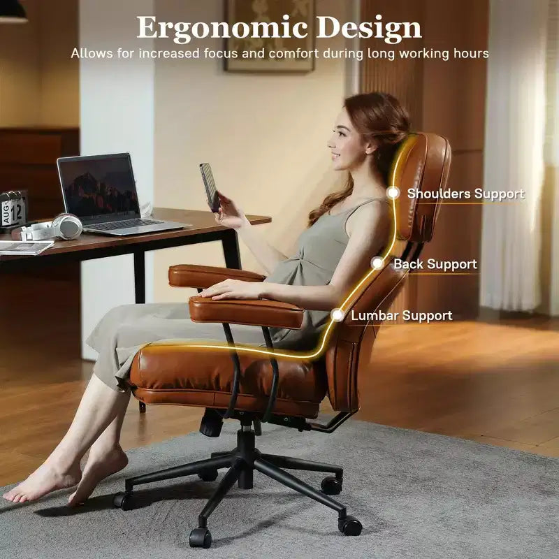 High Back Executive Office Chair with Recline Function, Ergonomic Lumbar & Neck Support, Desk Chair