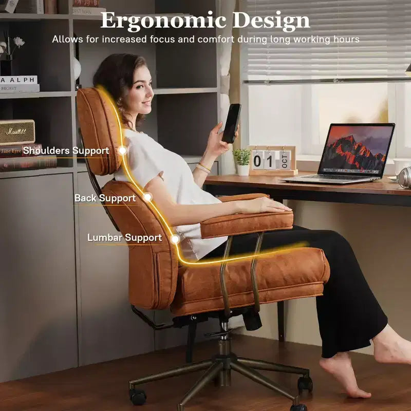 High Back Executive Office Chair with Recline Function, Ergonomic Lumbar & Neck Support, Desk Chair