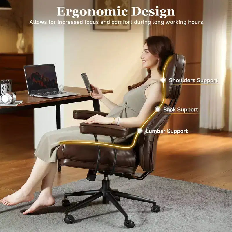 High Back Executive Office Chair with Recline Function, Ergonomic Lumbar & Neck Support, Desk Chair
