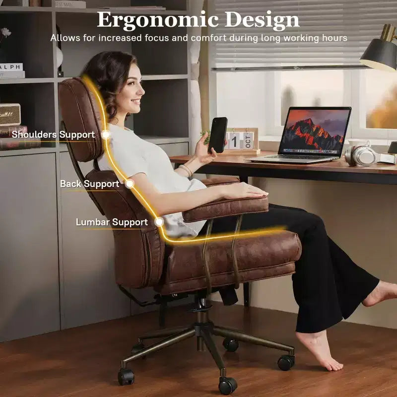 High Back Executive Office Chair with Recline Function, Ergonomic Lumbar & Neck Support, Desk Chair