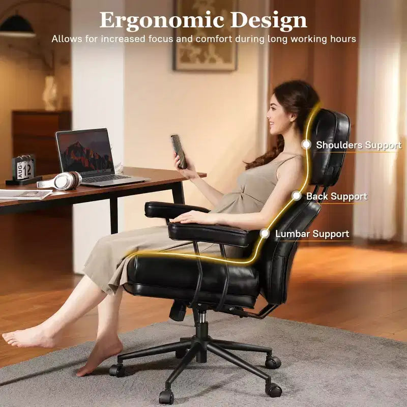High Back Executive Office Chair with Recline Function, Ergonomic Lumbar & Neck Support, Desk Chair