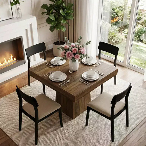 MAYEERTY 31.5 Square Farmhouse Dining Table, Small Kitchen Dinner Table