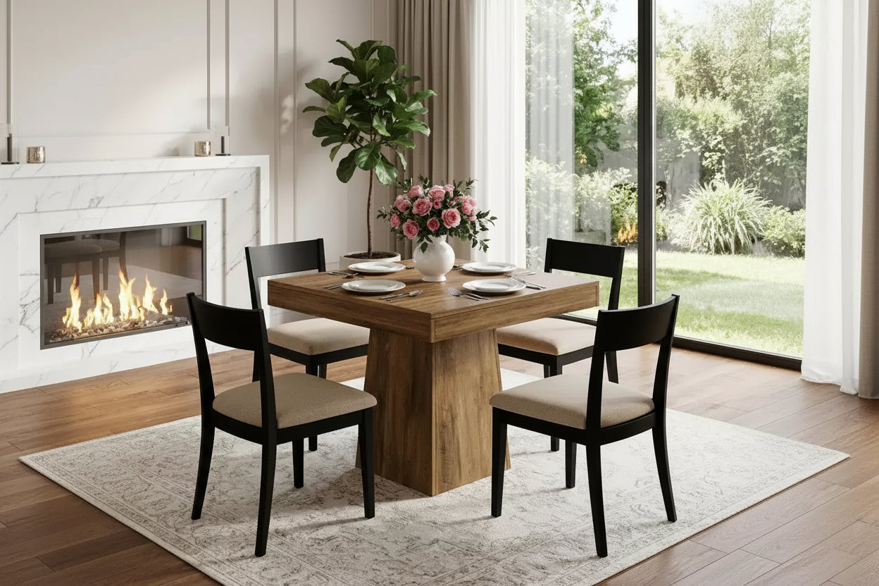 31.5-Inch Square Farmhouse Dining Table, Small Kitchen Dinner Table for 2-4