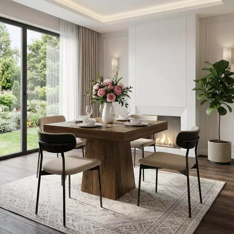 31.5-Inch Square Farmhouse Dining Table, Small Kitchen Dinner Table for 2-4