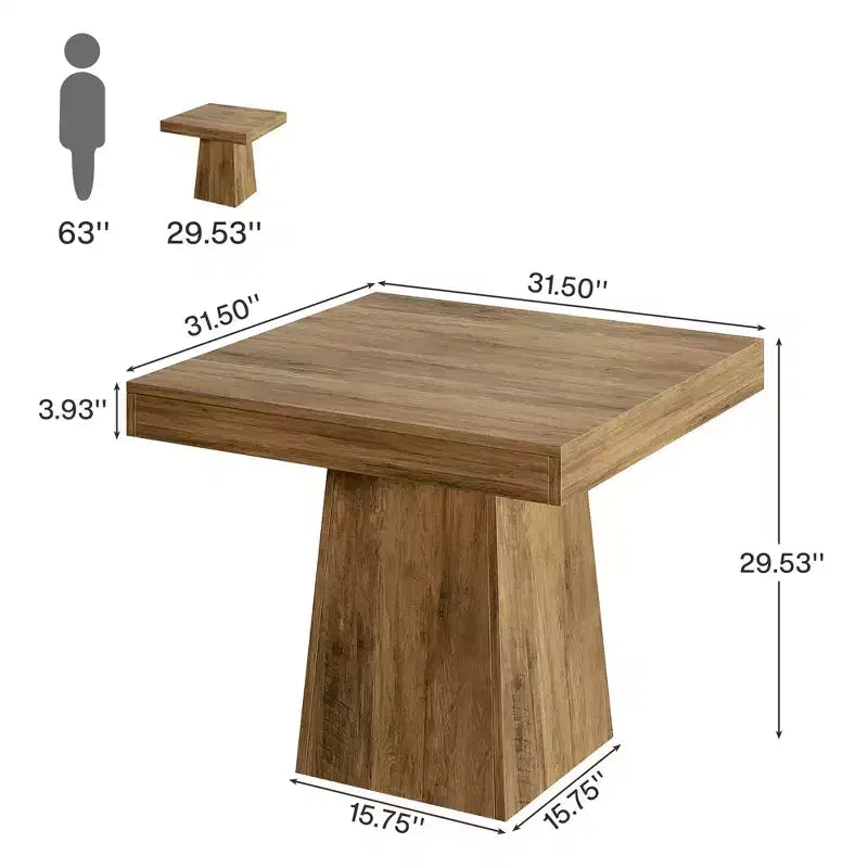 31.5-Inch Square Farmhouse Dining Table, Small Kitchen Dinner Table for 2-4