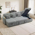 MooxvMoo 124 U-Shaped Sleeper Sofa with Storage,Oversized Convertible Couch Featuring Pull-Out Bed,Adjustable Backrest,USB Ports & Cup Holders,Gray