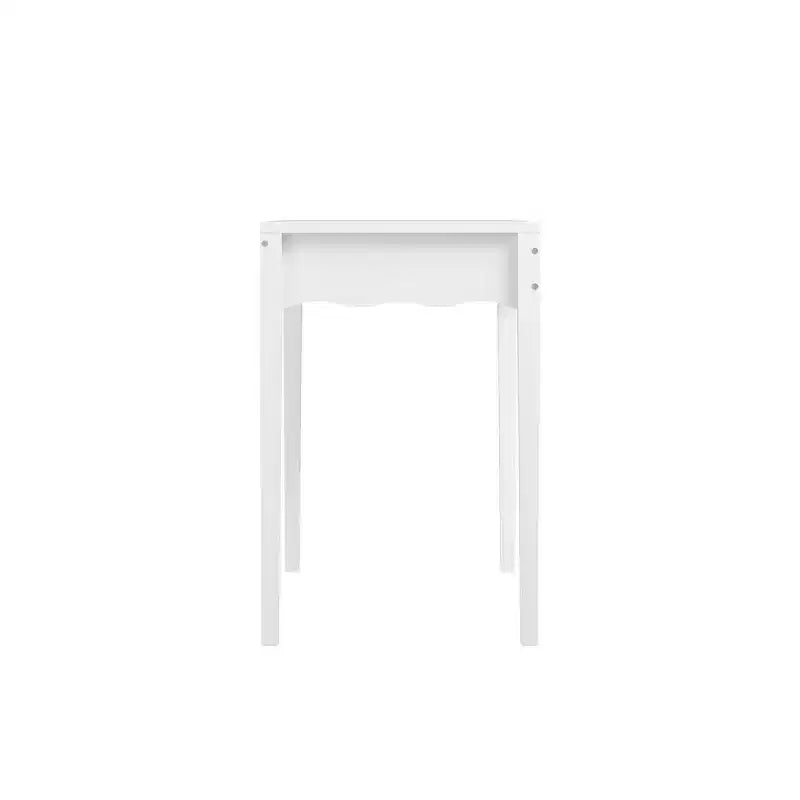 White Makeup Vanity Dressing Table with Drawer, Compact Writing Desk & Entryway Console Table (Table Only)