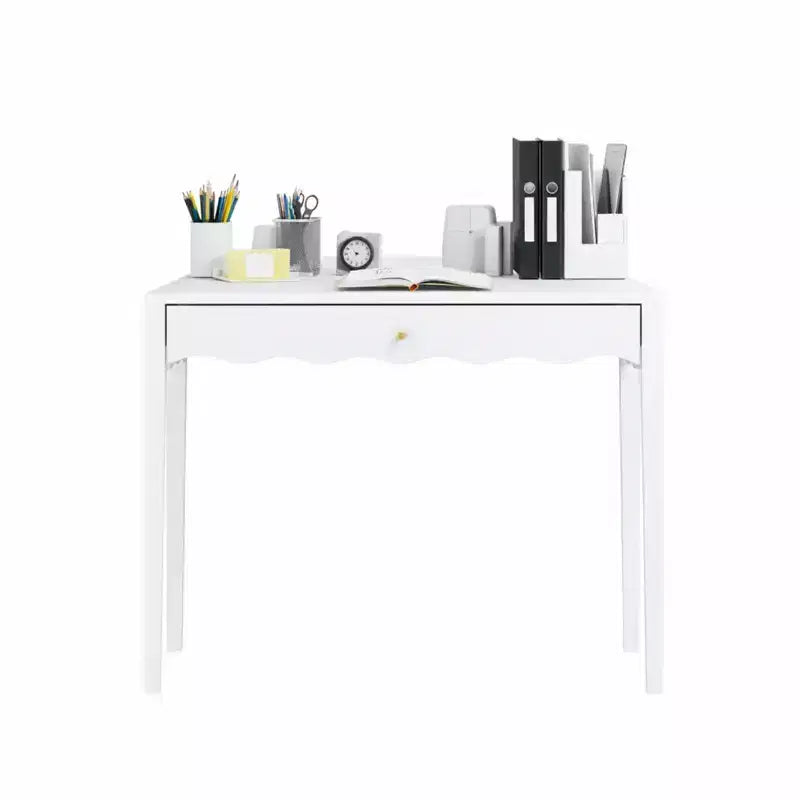 White Makeup Vanity Dressing Table with Drawer, Compact Writing Desk & Entryway Console Table (Table Only)