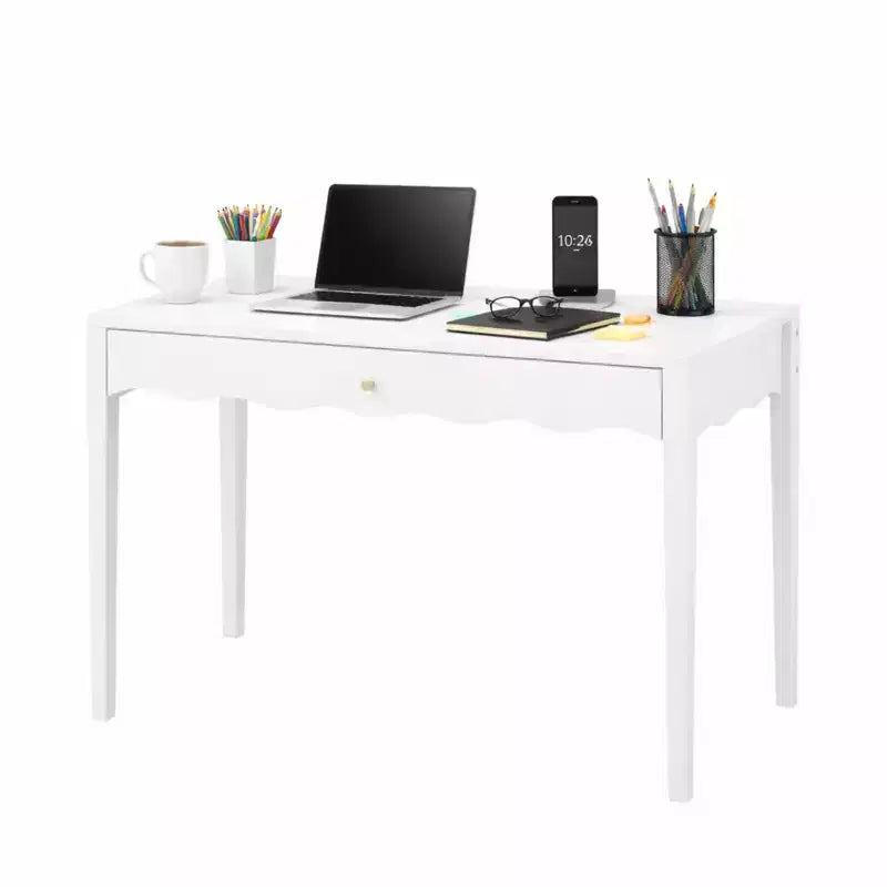 White Makeup Vanity Dressing Table with Drawer, Compact Writing Desk & Entryway Console Table (Table Only)