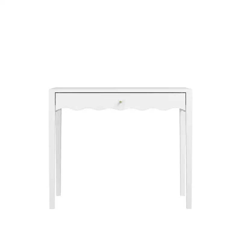 White Makeup Vanity Dressing Table with Drawer, Compact Writing Desk & Entryway Console Table (Table Only)