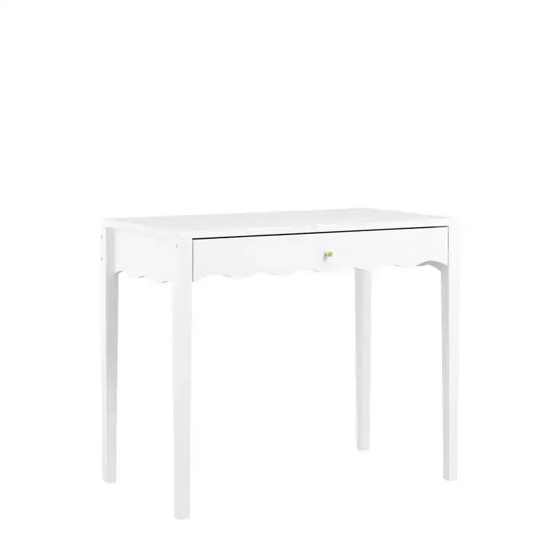 White Makeup Vanity Dressing Table with Drawer, Compact Writing Desk & Entryway Console Table (Table Only)