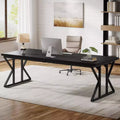 Lantine 78.74-Inch Large Executive Desk, Industrial Home Office Computer Desk, Simple Long Writing Study Table Business Furniture (Black)