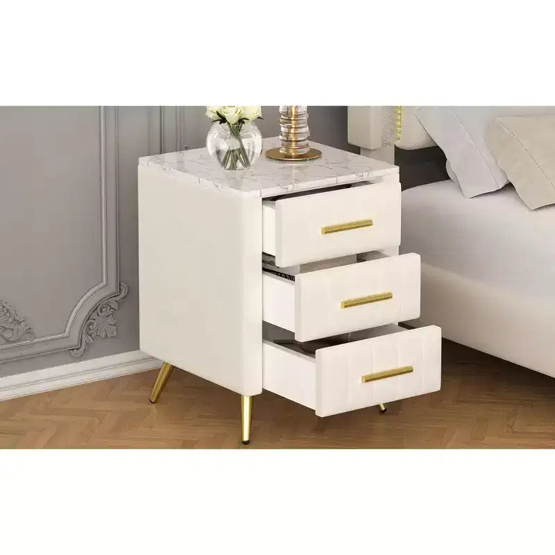 Modern Nightstand 3-Drawer Door Cabinet