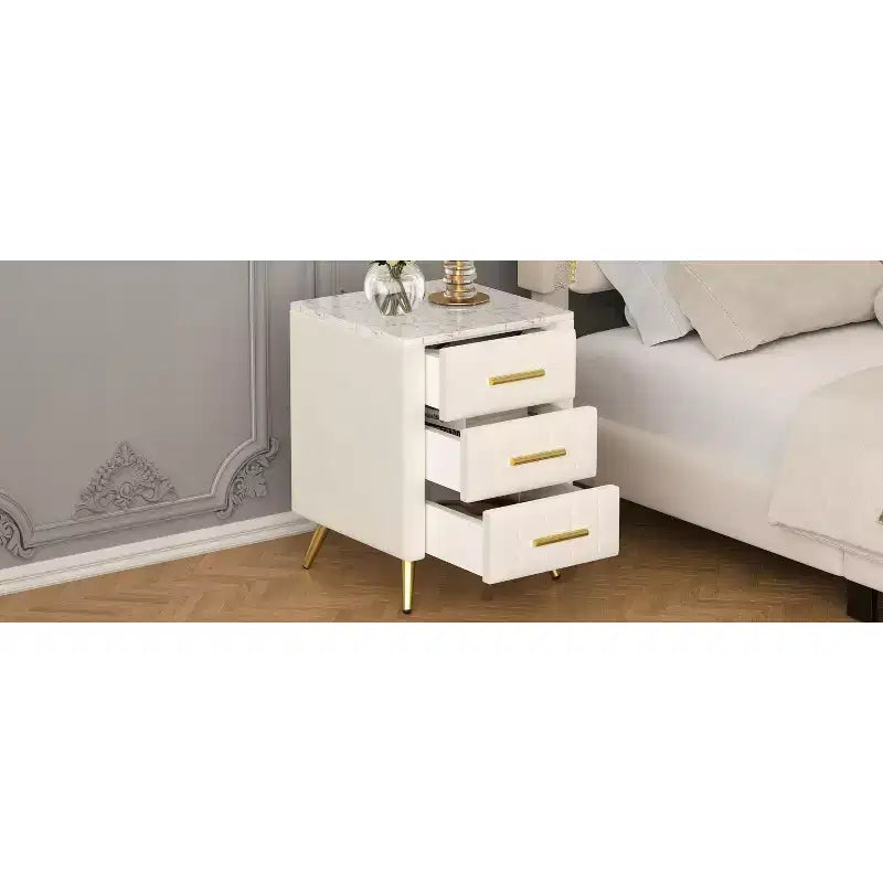 Modern Nightstand 3-Drawer Door Cabinet