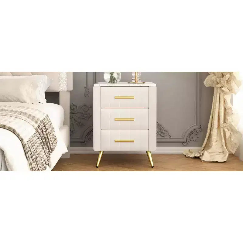 Modern Nightstand 3-Drawer Door Cabinet