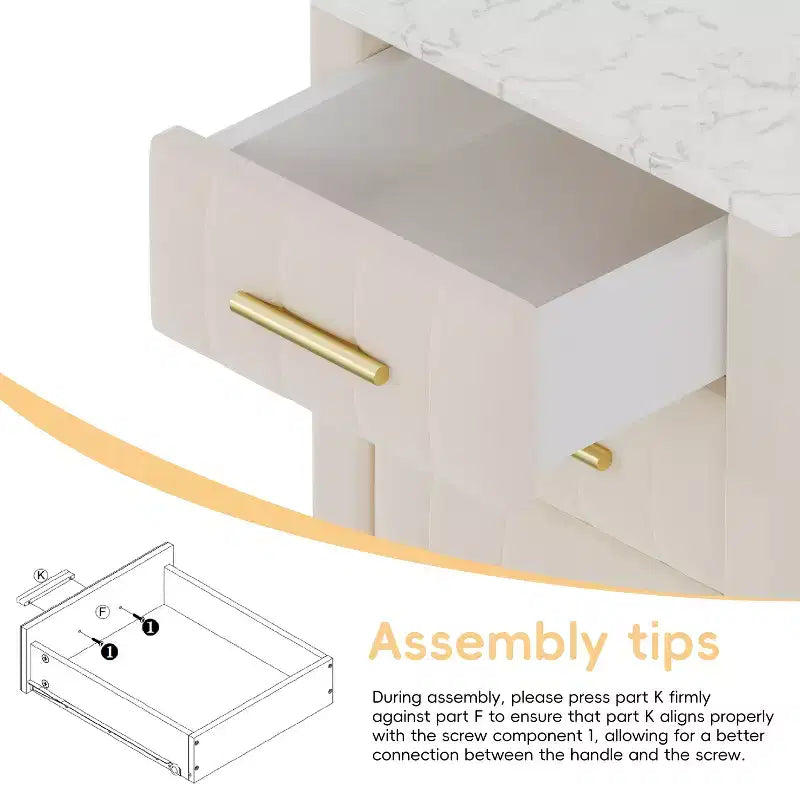 Modern Nightstand 3-Drawer Door Cabinet