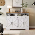 51in Farmhouse Buffet Cabinet with Charging Station, 3 Drawers & 4 Barn Doors Kitchen Storage for Dining Room Living Room, White