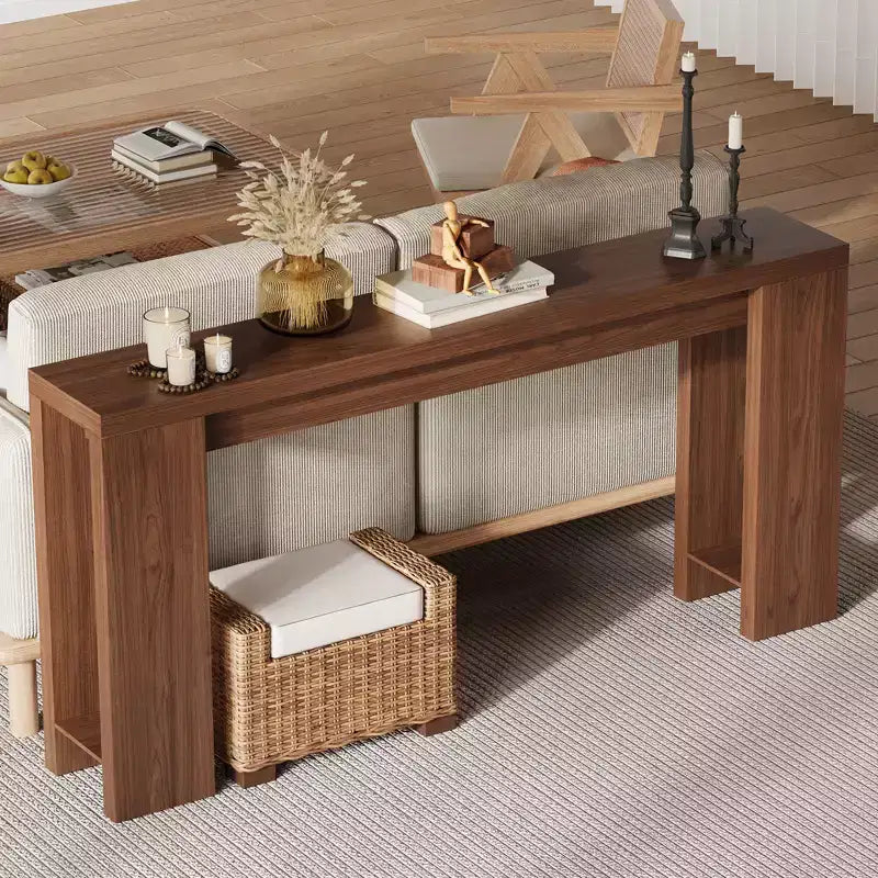 70.9-Inch Narrow Farmhouse Console Table, Rustic Wooden Sofa Table for Entryway or Living Room