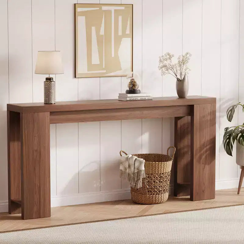 70.9-Inch Narrow Farmhouse Console Table, Rustic Wooden Sofa Table for Entryway or Living Room