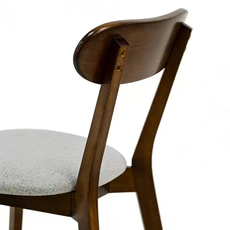 Mid-Century Modern Solid Wood Upholstered Dining Chairs, Set of 2