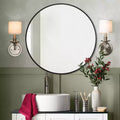 24 Round Wall Mirror Aluminum Frame Wall Mounted Bathroom Mirror HD Shatterproof Distortion-Free Glass Vanity Mirror for Living Room Entryway Bedroom