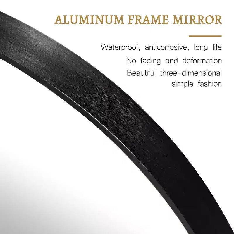 24 Round Wall Mirror Aluminum Frame Wall Mounted Bathroom Mirror HD Shatterproof Distortion-Free Glass Vanity Mirror for Living Room Entryway Bedroom